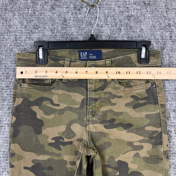GAP Pants Womens 0/25 Army Green Camo‎ Denim Legging Skimmer Ankle Skinny - Picture 7 of 10